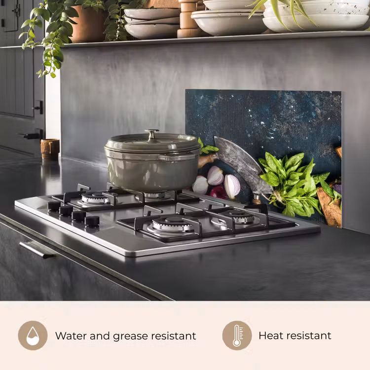 Kitchen splashback for hob - Chef's Knife and Fresh Ingredients — 2