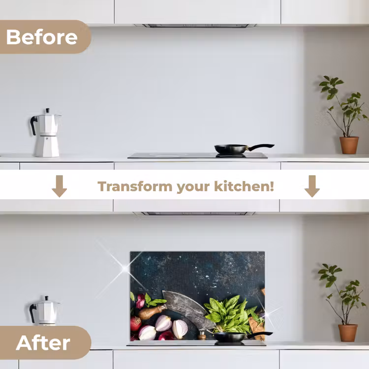 Kitchen splashback for hob - Chef's Knife and Fresh Ingredients — 7