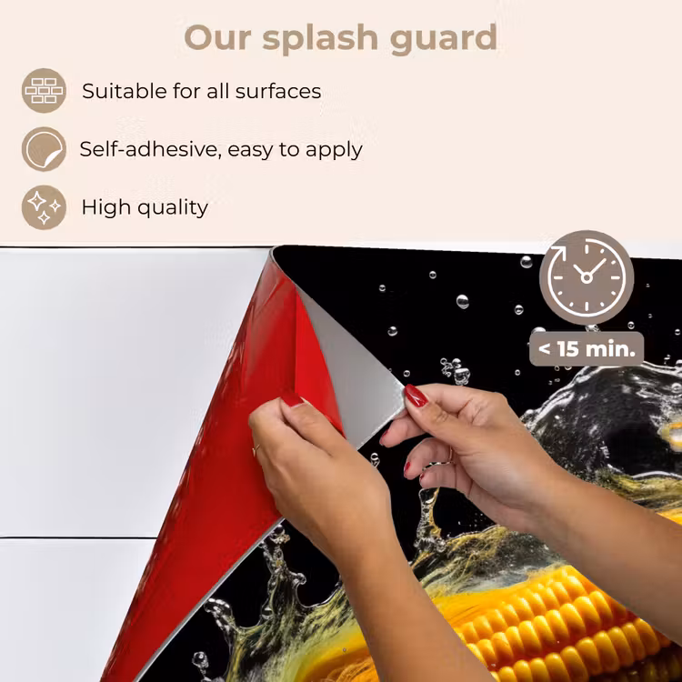 Kitchen splashback for hob - Corn - Vegetable - Plants - Black - Water — 4