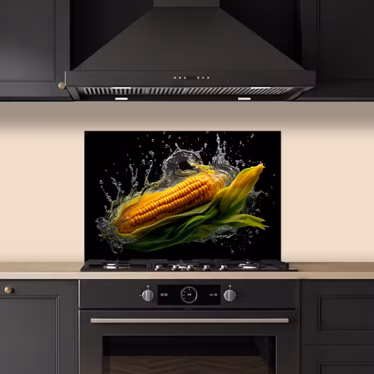 Kitchen splashback for hob - Corn - Vegetable - Plants - Black - Water — 5