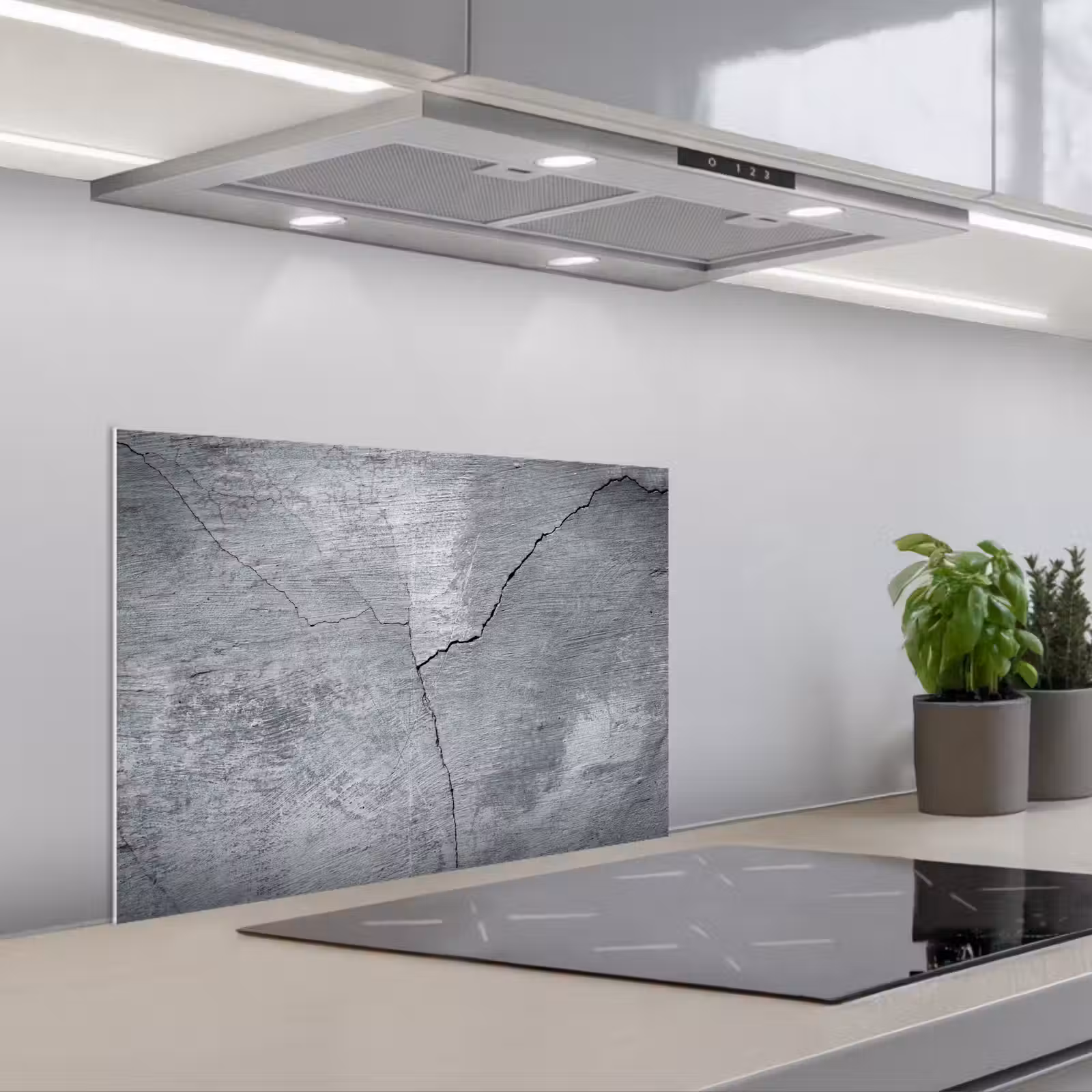 Kitchen splashback for hob - Concrete - Grey - Crack — 1