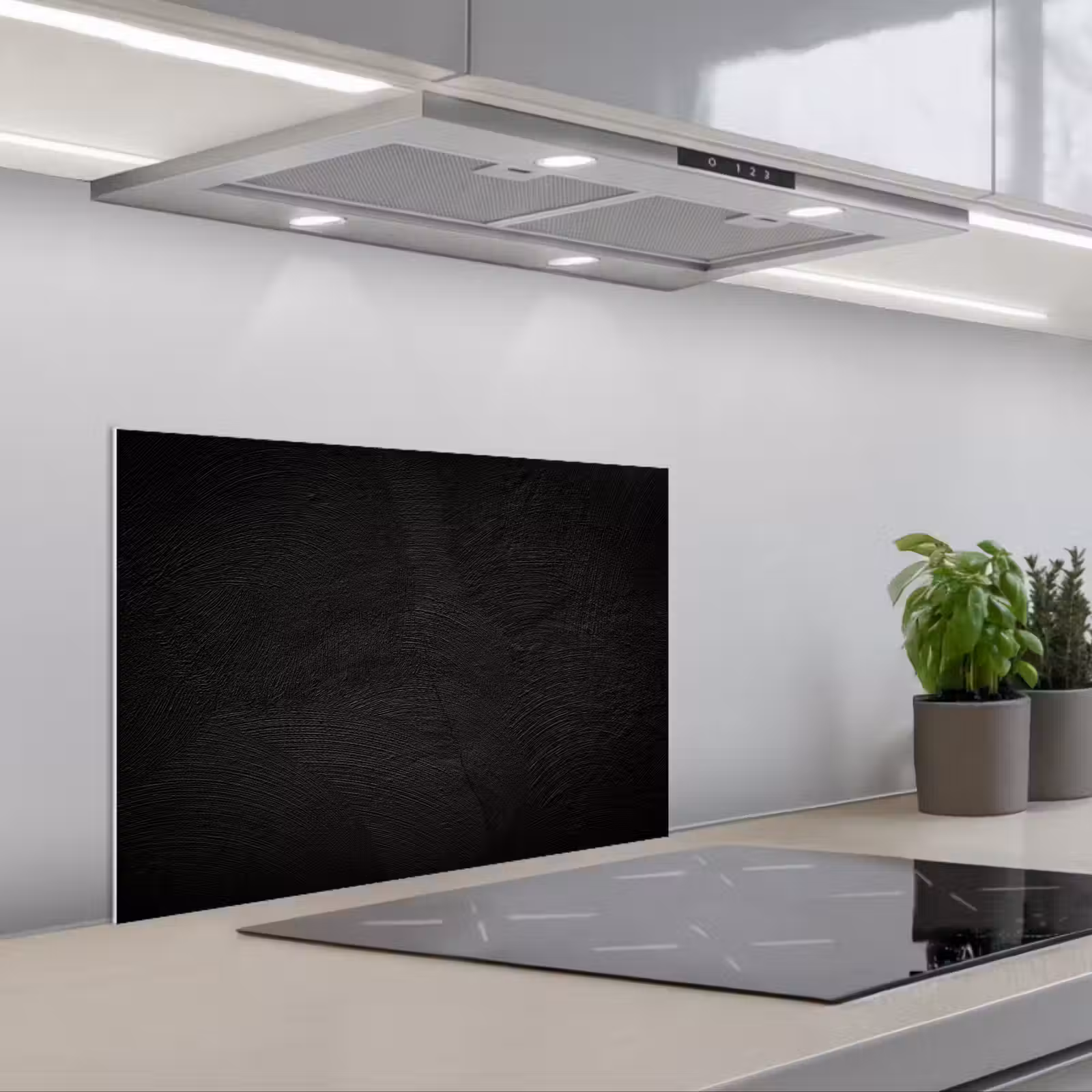 Kitchen splashback for hob - Concrete print - Industrial - Black — 1