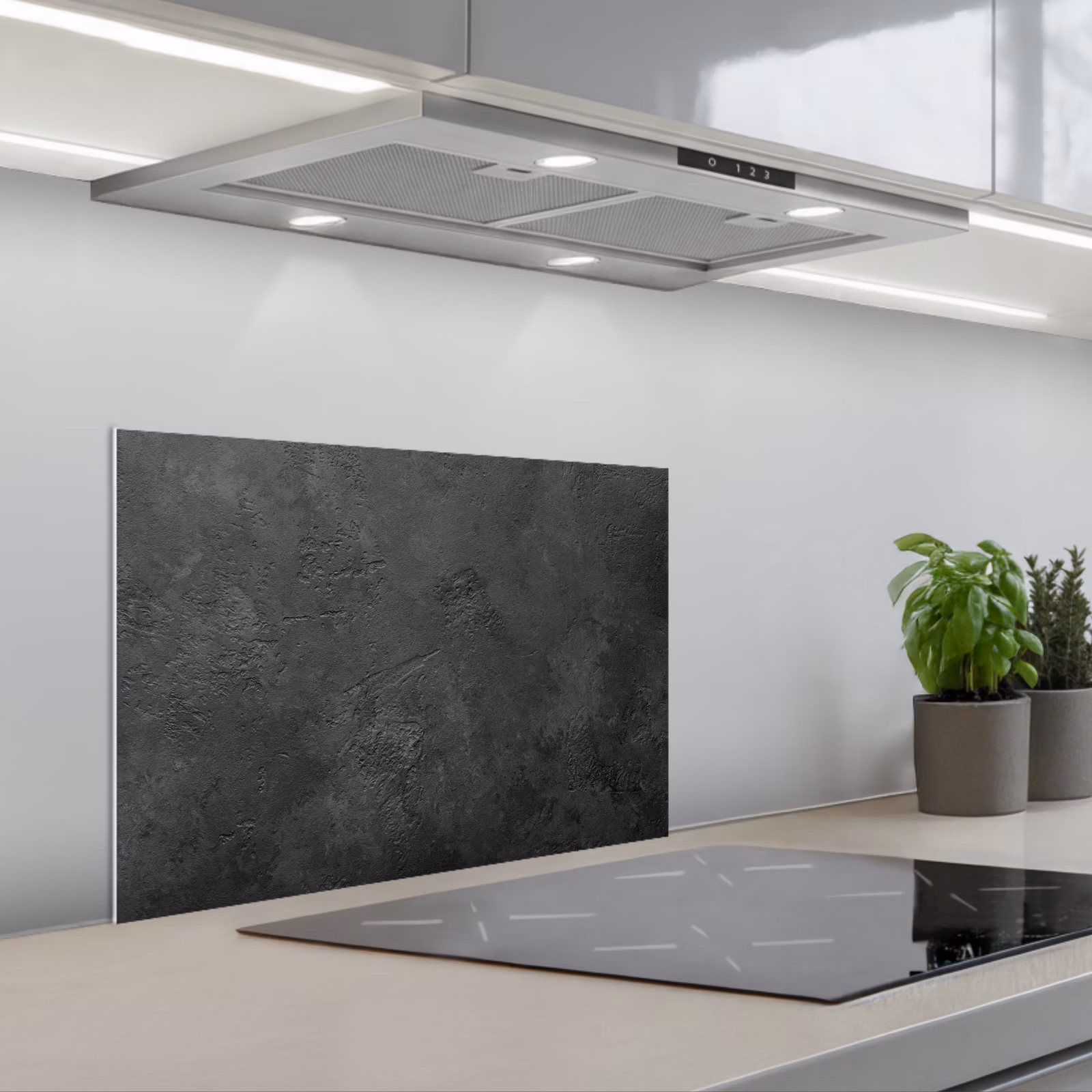 Kitchen splashback for hob - Concrete - Textured - Industrial - Black - Gray — 1