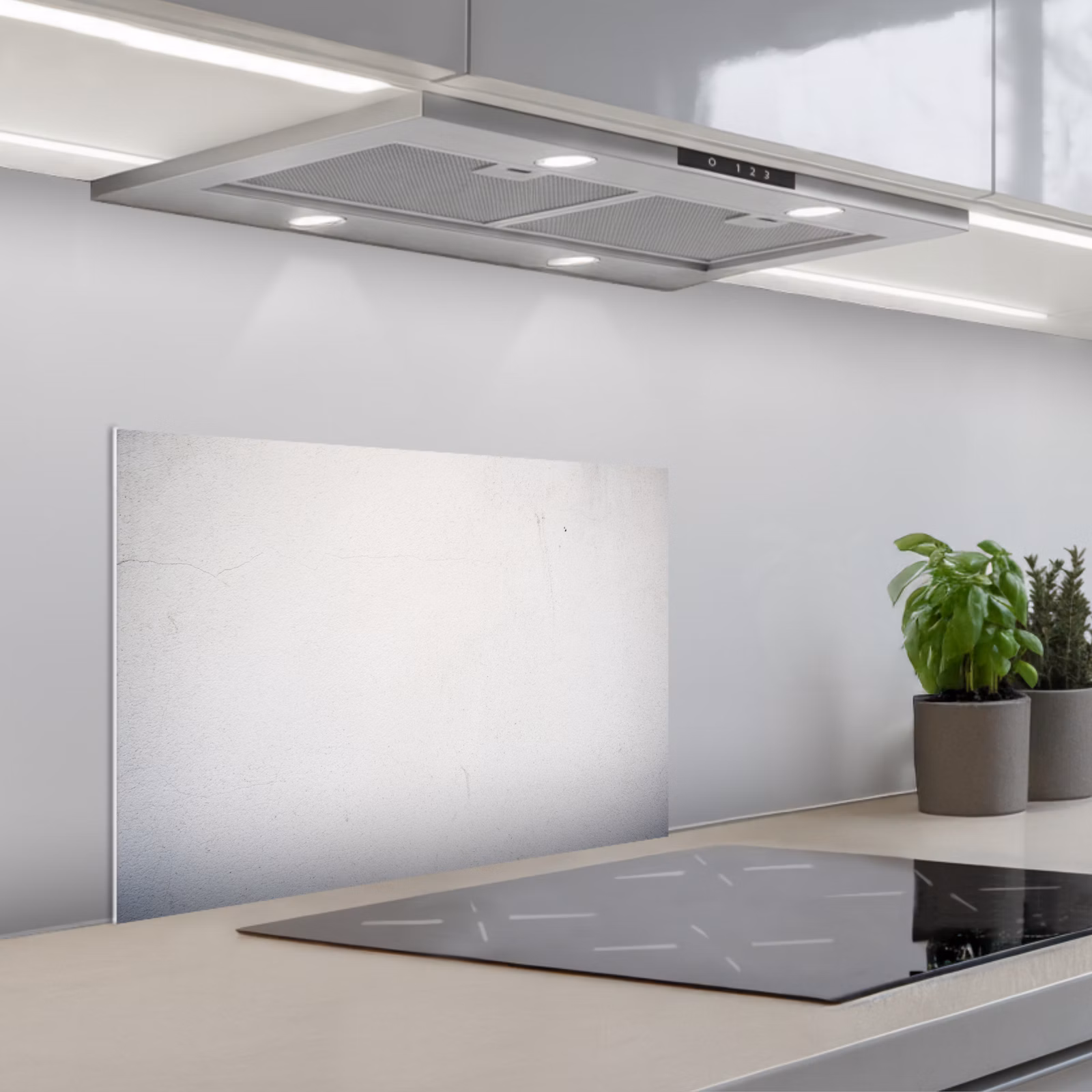 Kitchen splashback for hob - Concrete - White - Modern — 1