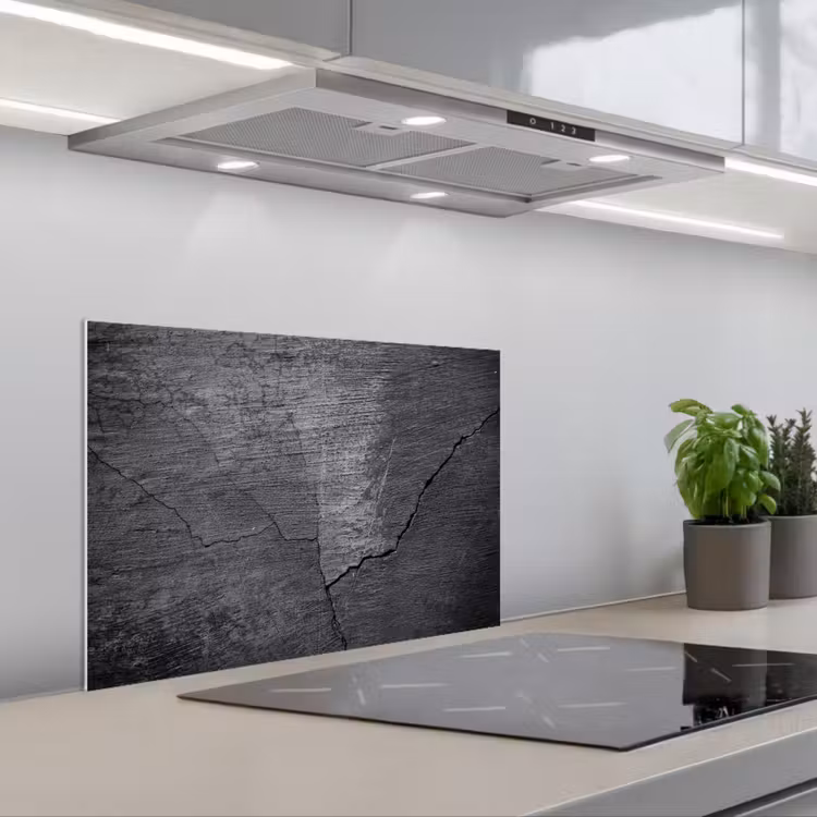 Kitchen splashback for hob - Concrete - Black - Crack — 1