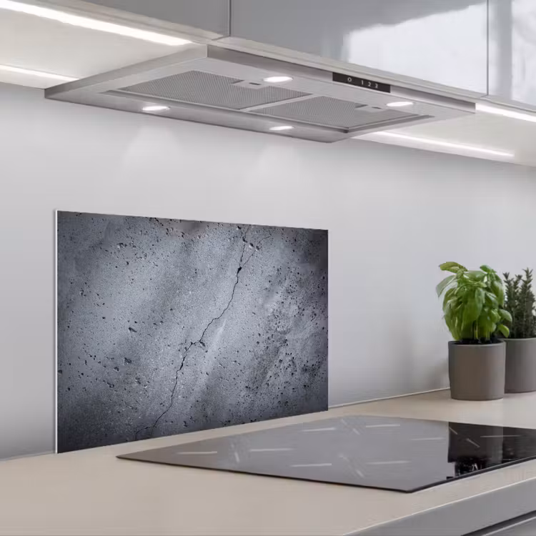 Kitchen splashback for hob - Concrete - Grey - Crack — 1