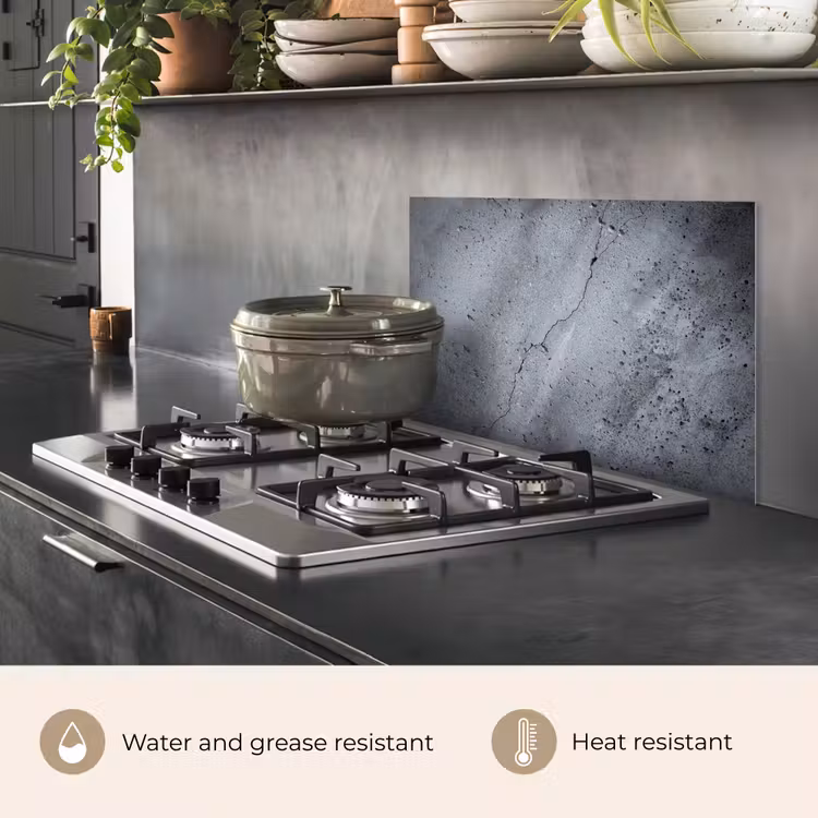 Kitchen splashback for hob - Concrete - Grey - Crack — 2