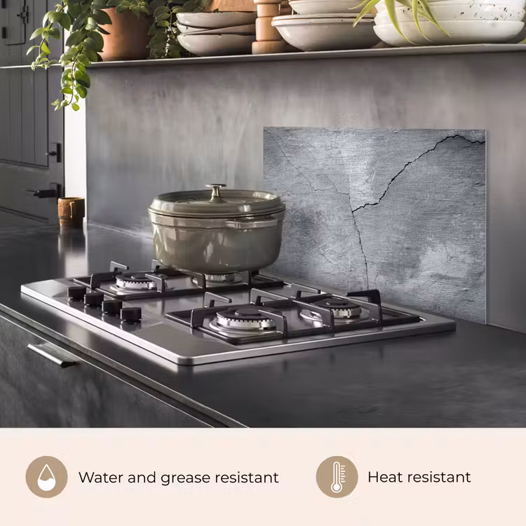 Kitchen splashback for hob - Concrete - Grey - Crack — 2