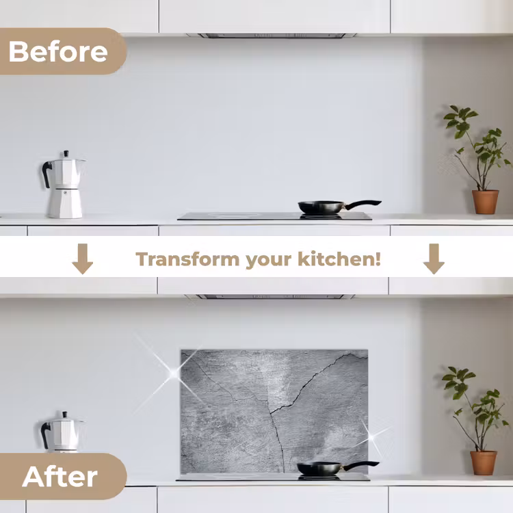 Kitchen splashback for hob - Concrete - Grey - Crack — 7