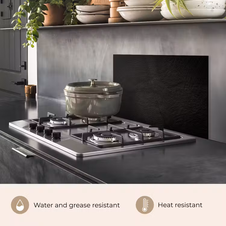 Kitchen splashback for hob - Concrete print - Industrial - Black — 2