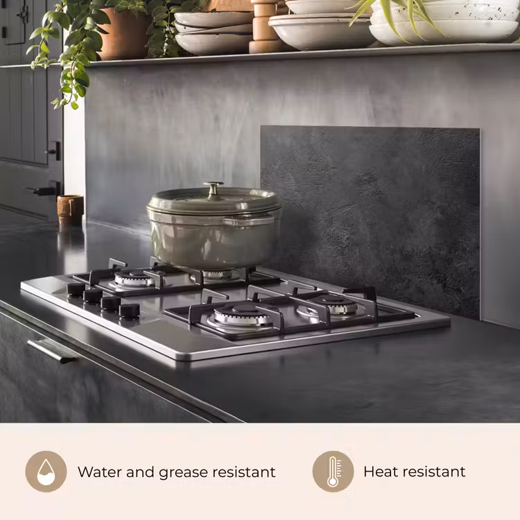 Kitchen splashback for hob - Concrete - Textured - Industrial - Black - Gray — 2