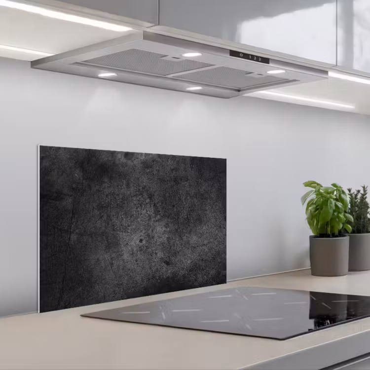 Kitchen splashback for hob - Concrete - Textured - Retro - Black - Gray - Rustic — 1