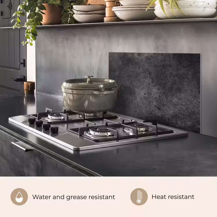 Kitchen splashback for hob - Concrete - Textured - Retro - Black - Gray - Rustic — 2