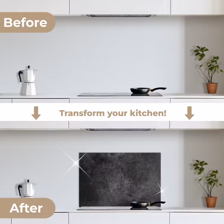 Kitchen splashback for hob - Concrete - Textured - Retro - Black - Gray - Rustic — 7