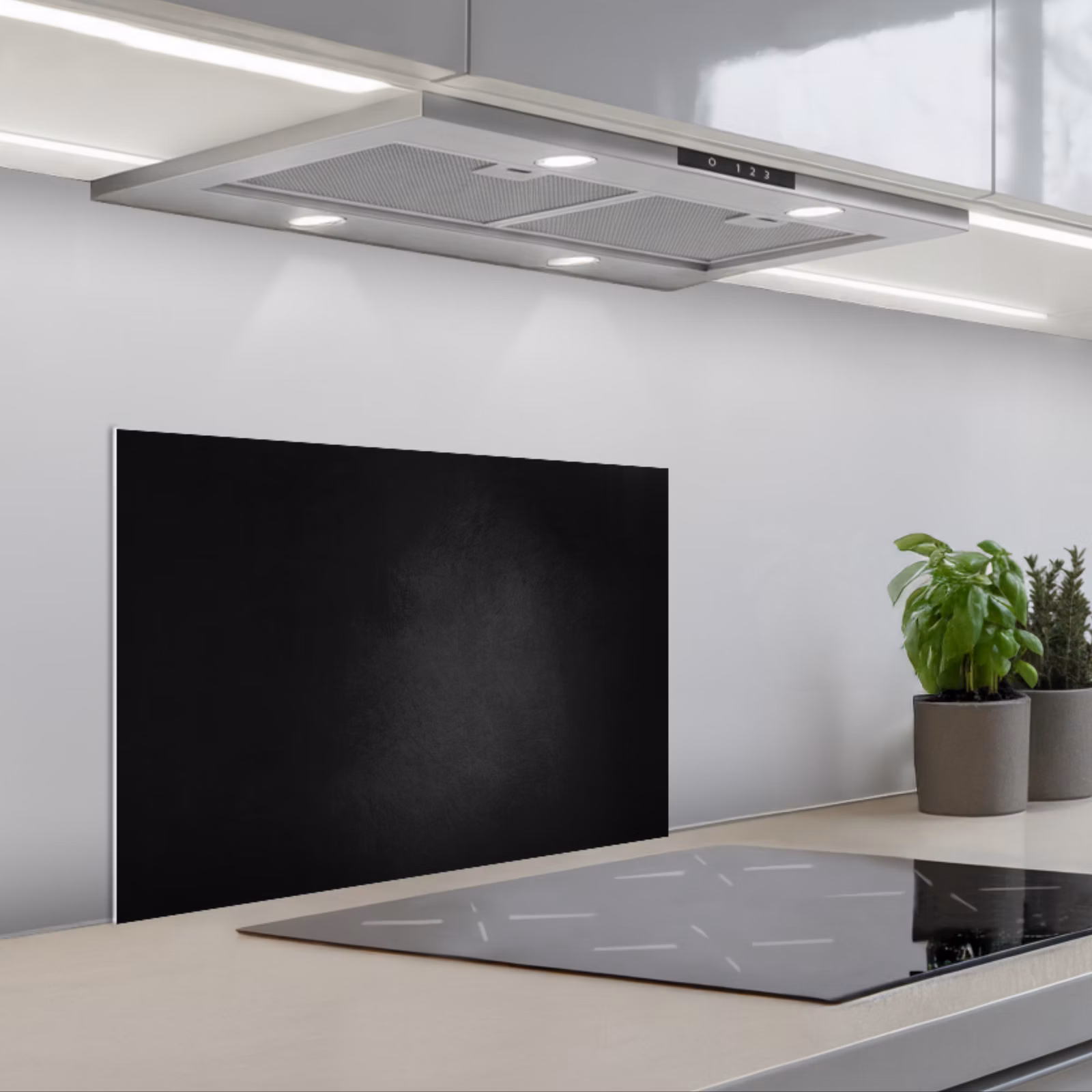 Kitchen splashback for hob - Concrete - Black - Gray - Textured - Industrial — 1