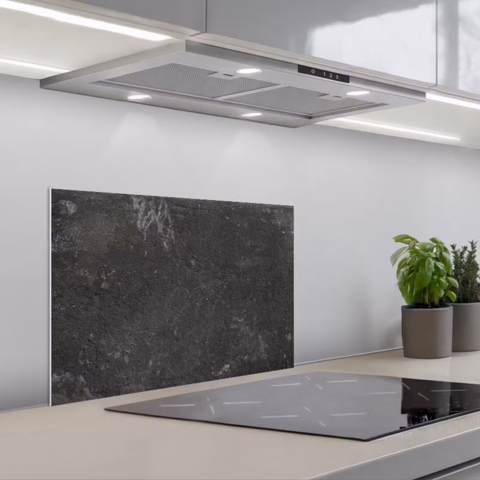 Kitchen splashback for hob - Concrete - Wall - Black - Vintage - Industrial — 1