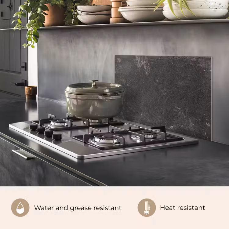 Kitchen splashback for hob - Concrete - Wall - Black - Vintage - Industrial — 2