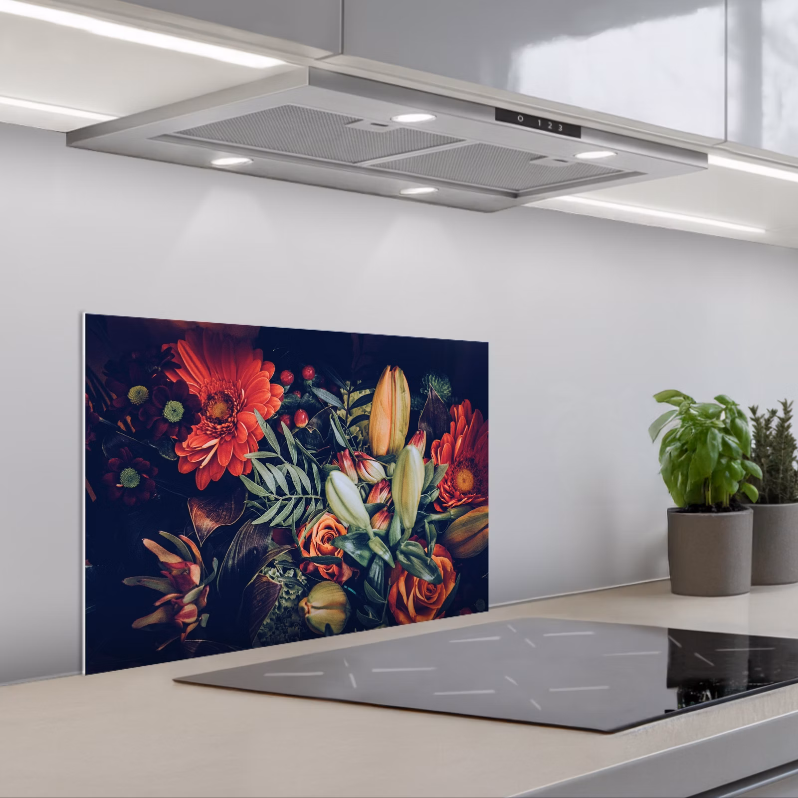 Kitchen splashback for hob - Bouquet - Still life - Flowers - Plants - Red — 1