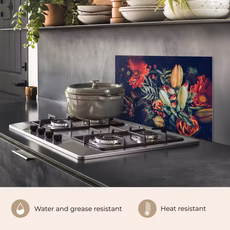 Kitchen splashback for hob - Bouquet - Still life - Flowers - Plants - Red — 2