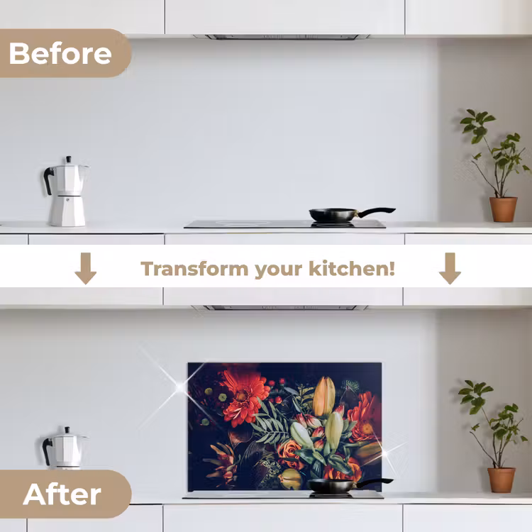 Kitchen splashback for hob - Bouquet - Still life - Flowers - Plants - Red — 7