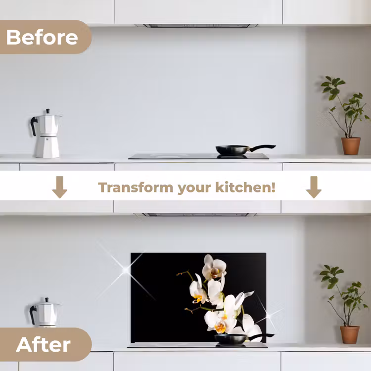 Kitchen splashback for hob - Contrasting Orchids — 7