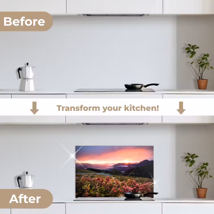 Kitchen splashback for hob - Flowers - Mountains - Landscape - Night - Sky - Pink — 7