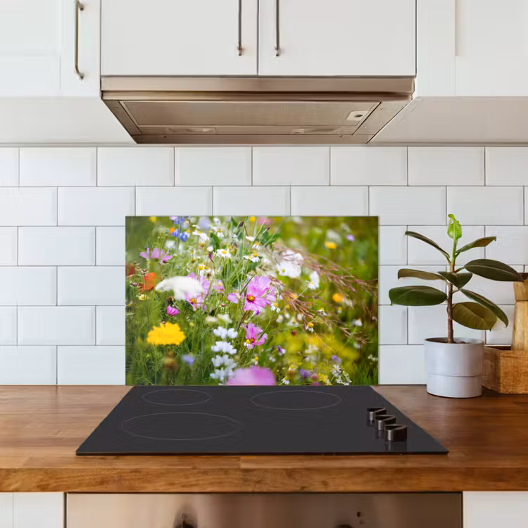 Kitchen splashback for hob - Flowers - Nature - Green - Grass - Purple - White — 3