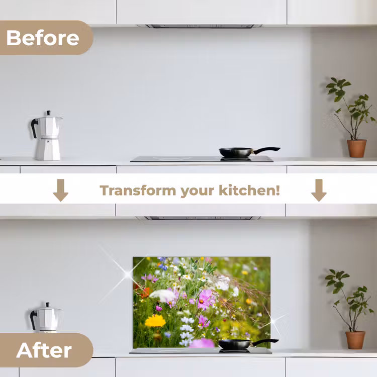 Kitchen splashback for hob - Flowers - Nature - Green - Grass - Purple - White — 7