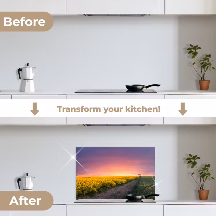 Kitchen splashback for hob - Flowers - Road - Sky - Yellow - Purple - Sunset - Nature — 7