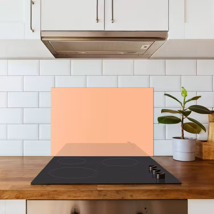 Kitchen splashback for hob - Apricot - Pink - Pastel - Solid - Color — 3