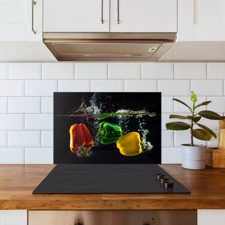 Kitchen splashback for hob - Bell pepper - Vegetable - Water - Black - Red - Green - Yellow — 3