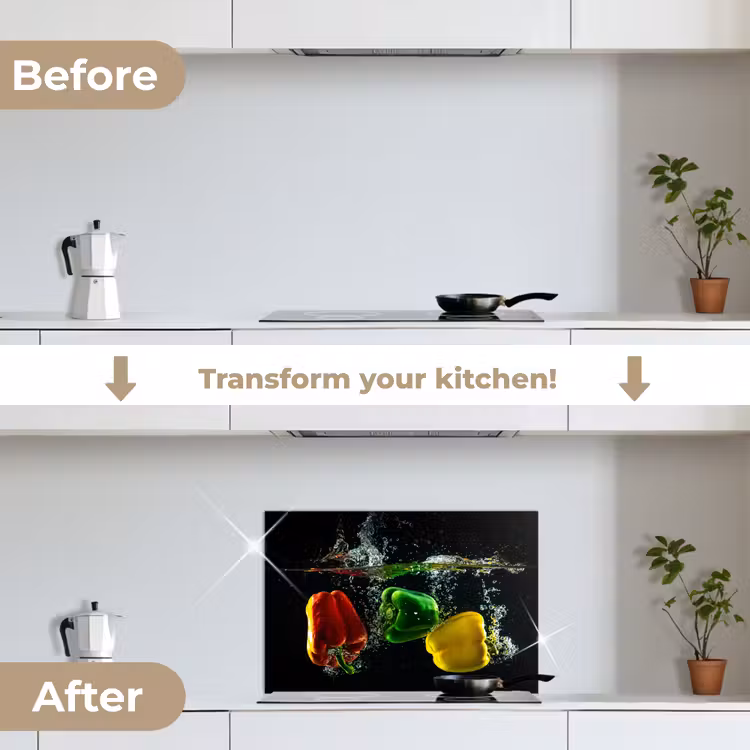 Kitchen splashback for hob - Bell pepper - Vegetable - Water - Black - Red - Green - Yellow — 7