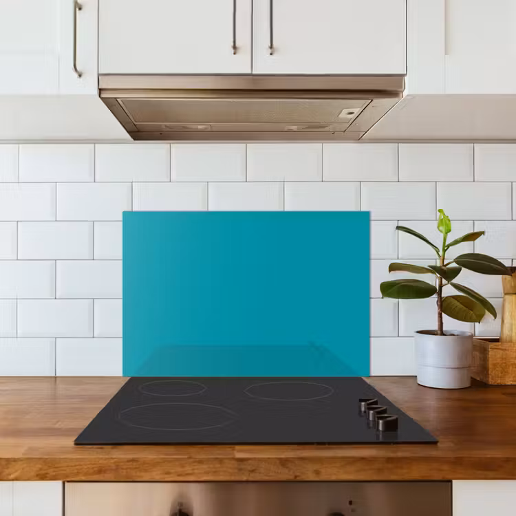 Kitchen splashback for hob - Blue - Solid color — 3