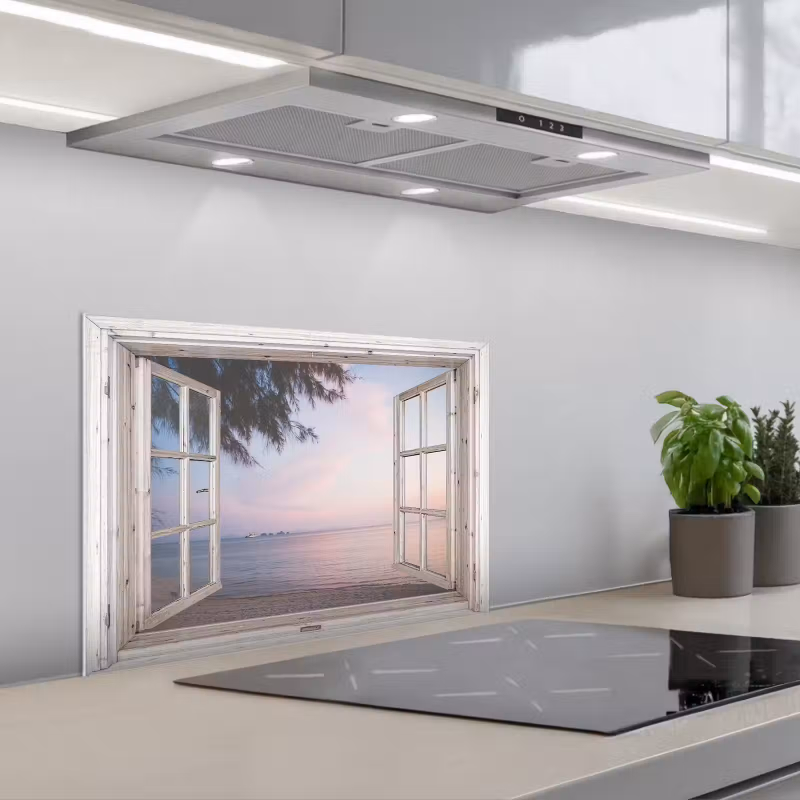 Kitchen splashback for hob - Beach View at Dusk — 1