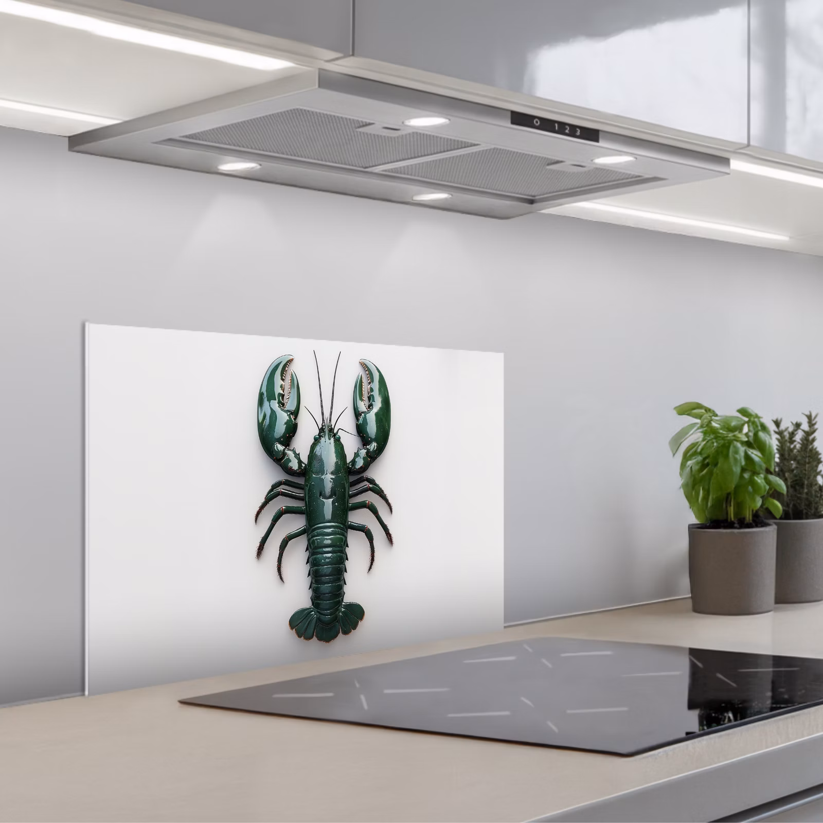 Kitchen splashback for hob - Cancer - Glossier - Green - White — 1