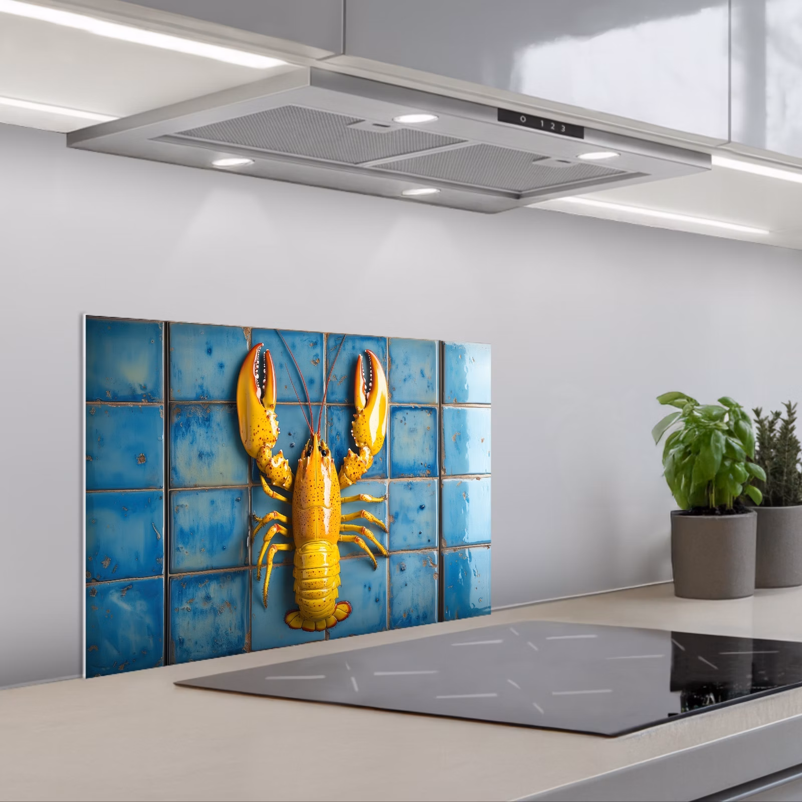 Kitchen splashback for hob - Cancer - Yellow - Blue - Tiles — 1
