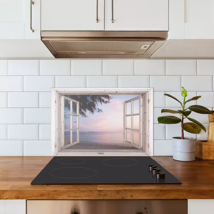 Kitchen splashback for hob - Beach View at Dusk — 3