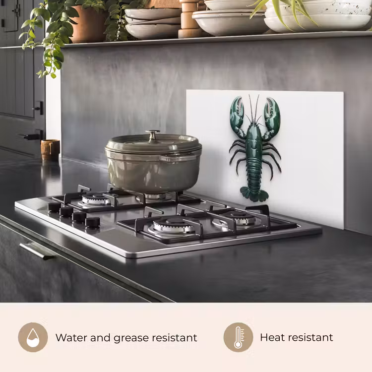 Kitchen splashback for hob - Cancer - Glossier - Green - White — 2