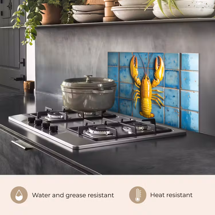 Kitchen splashback for hob - Cancer - Yellow - Blue - Tiles — 2