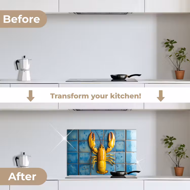 Kitchen splashback for hob - Cancer - Yellow - Blue - Tiles — 7