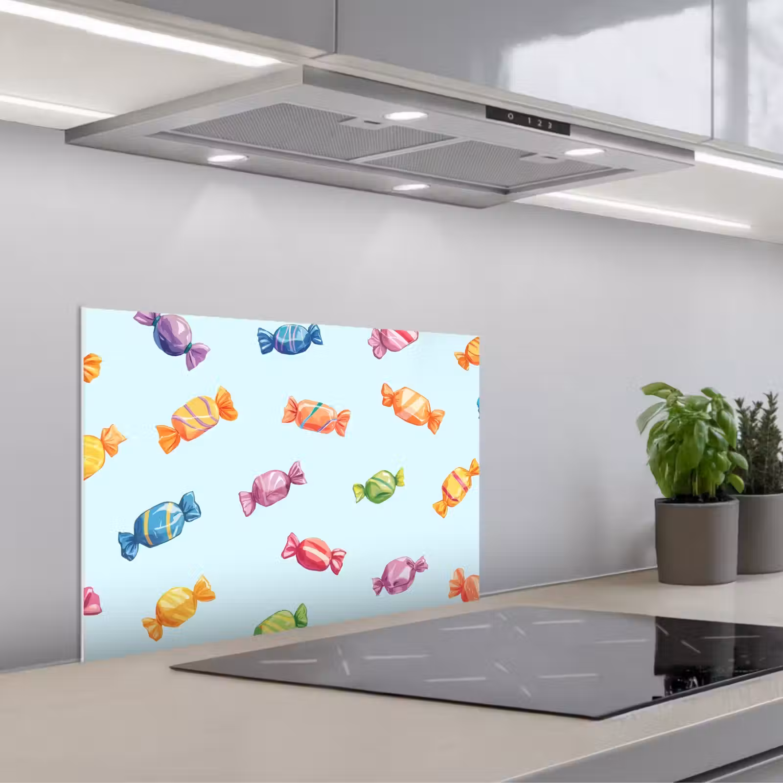 Kitchen splashback for hob - Blue - Pattern - Candy — 1