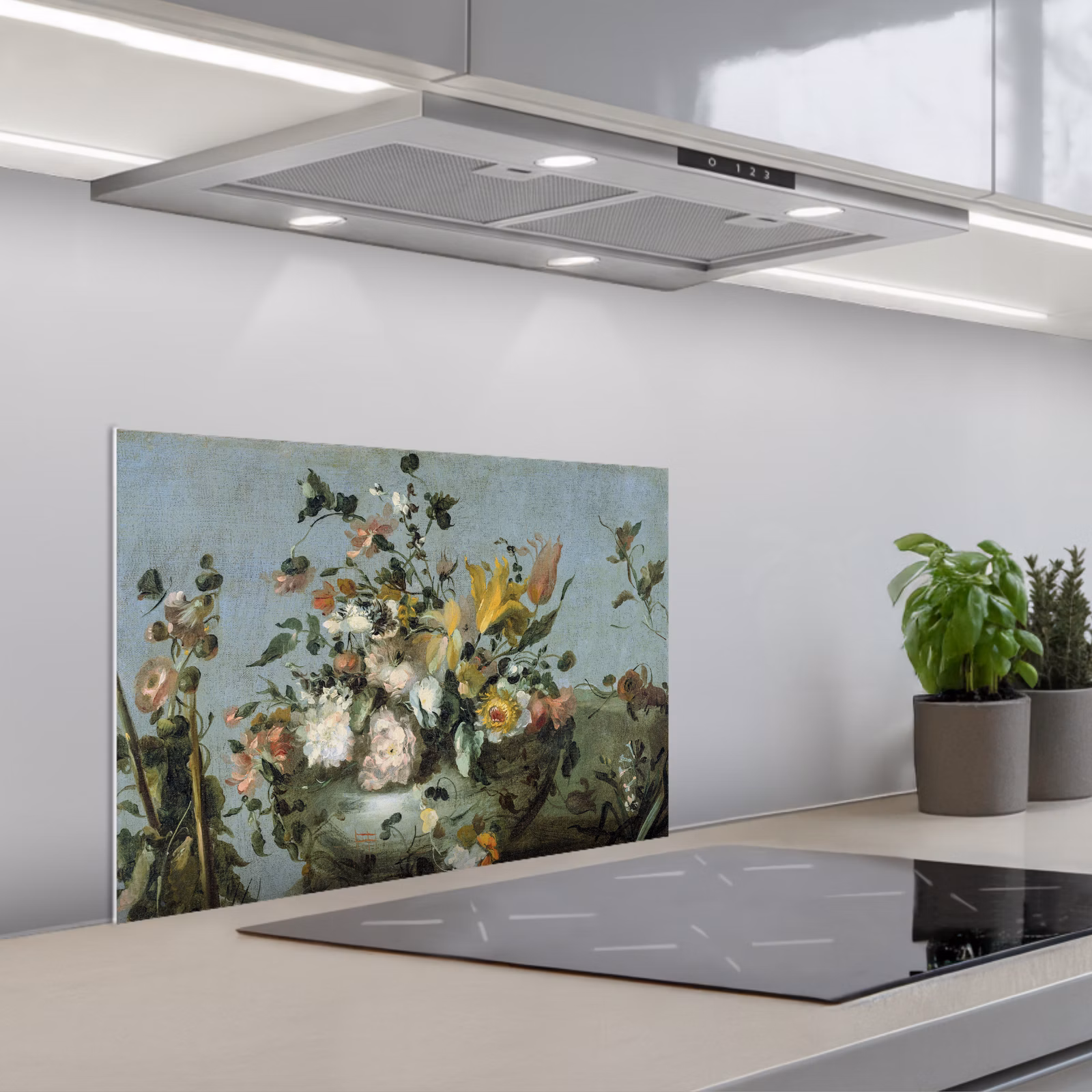 Kitchen splashback for hob - Flowers - Old Masters - Oil paint — 1