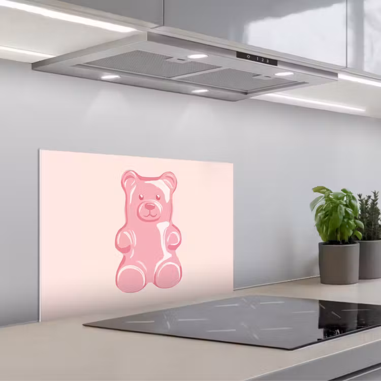 Kitchen splashback for hob - Bear - Pink - Candy — 1
