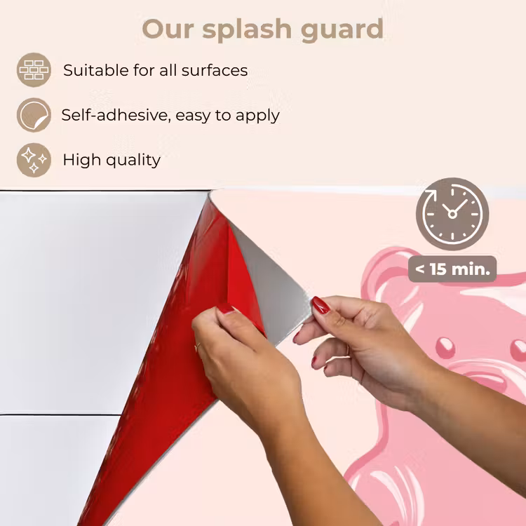 Kitchen splashback for hob - Bear - Pink - Candy — 4