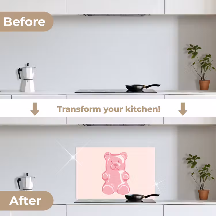 Kitchen splashback for hob - Bear - Pink - Candy — 7