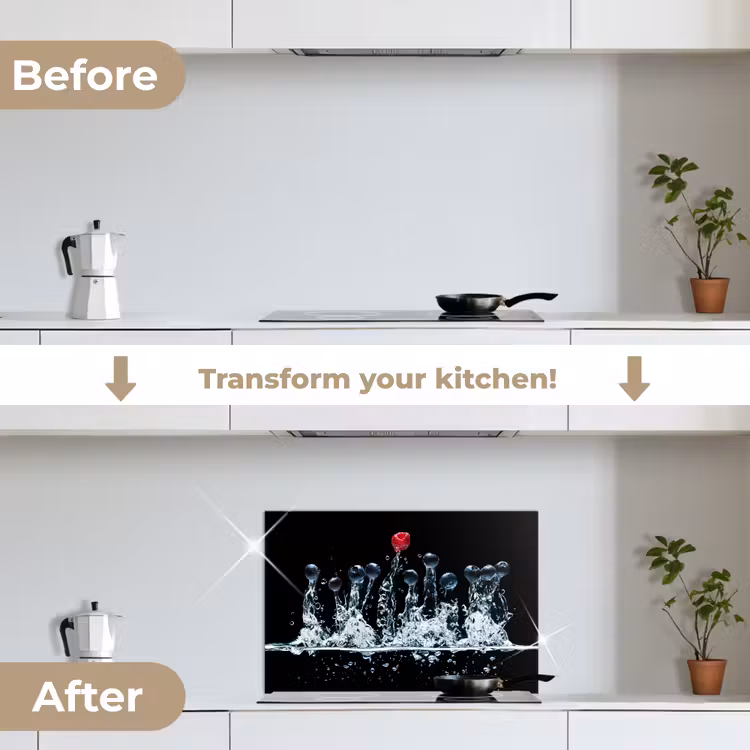 Kitchen splashback for hob - Berries - Water - Black - Fruit - Raspberry — 7