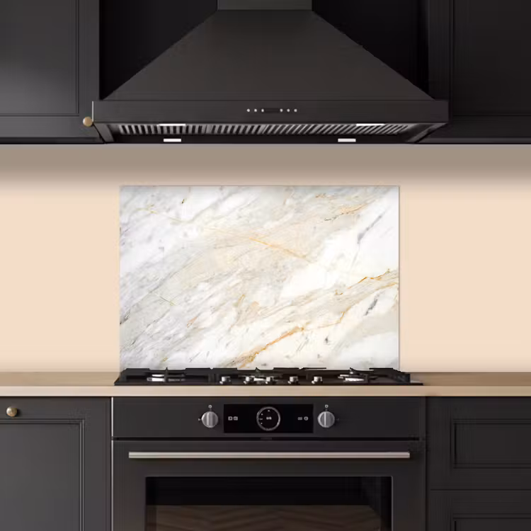 Kitchen splashback for hob - Black and white photo of marble — 5