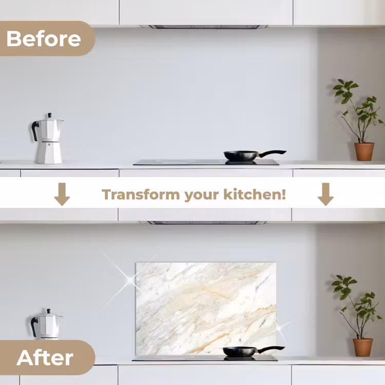 Kitchen splashback for hob - Black and white photo of marble — 7