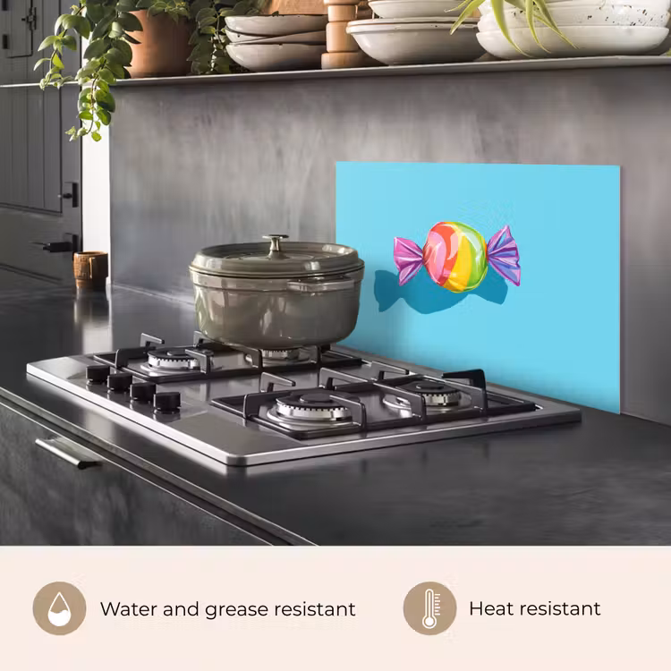 Kitchen splashback for hob - Blue - Candy - Rainbow — 2