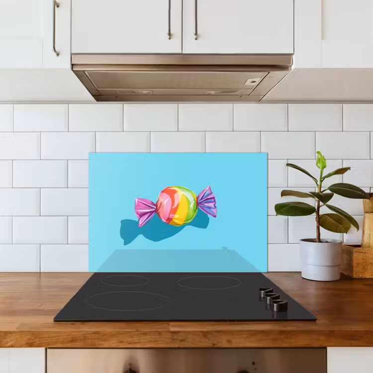 Kitchen splashback for hob - Blue - Candy - Rainbow — 3